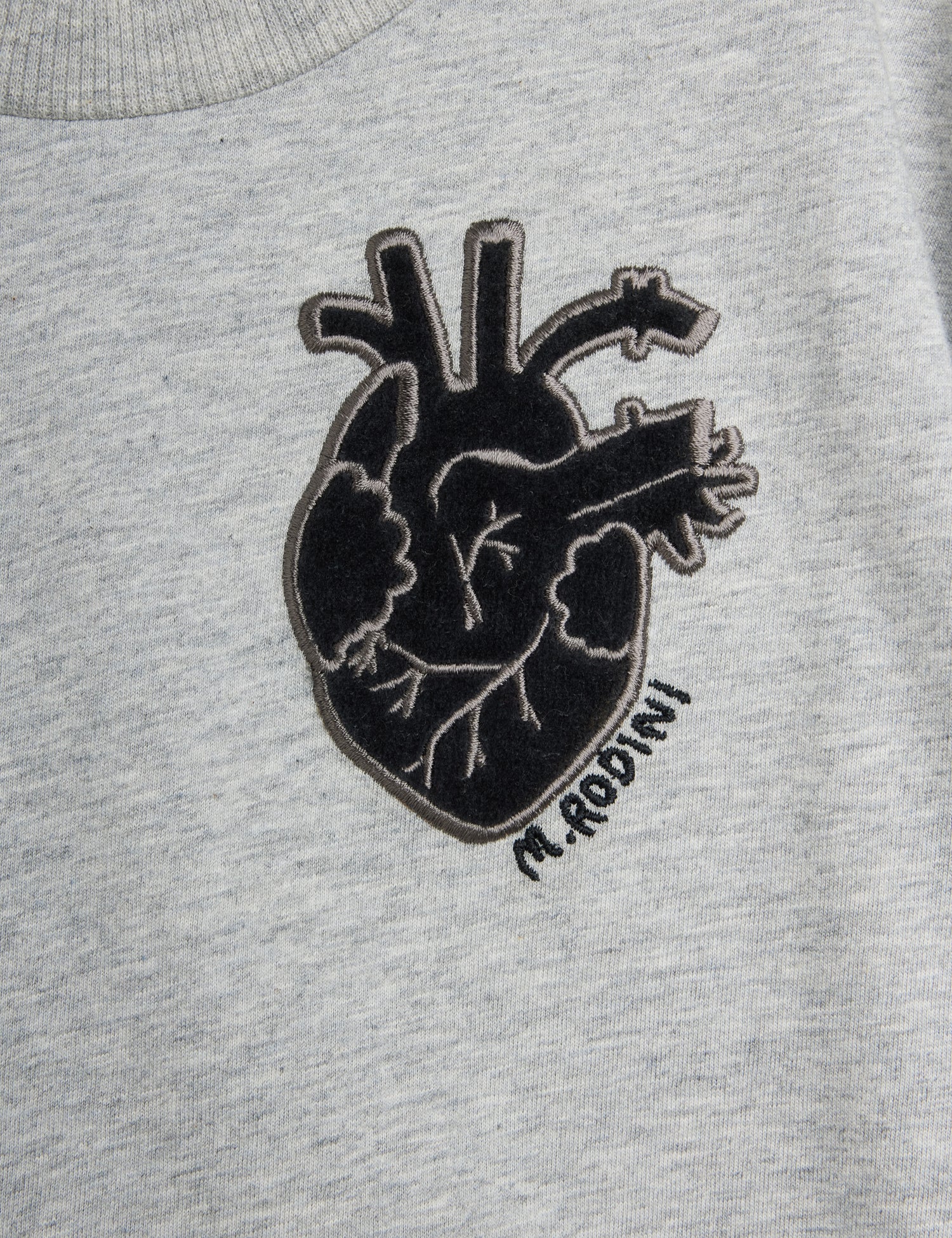 Mini Rodini Heart Application Short Sleeve Tee - Grey