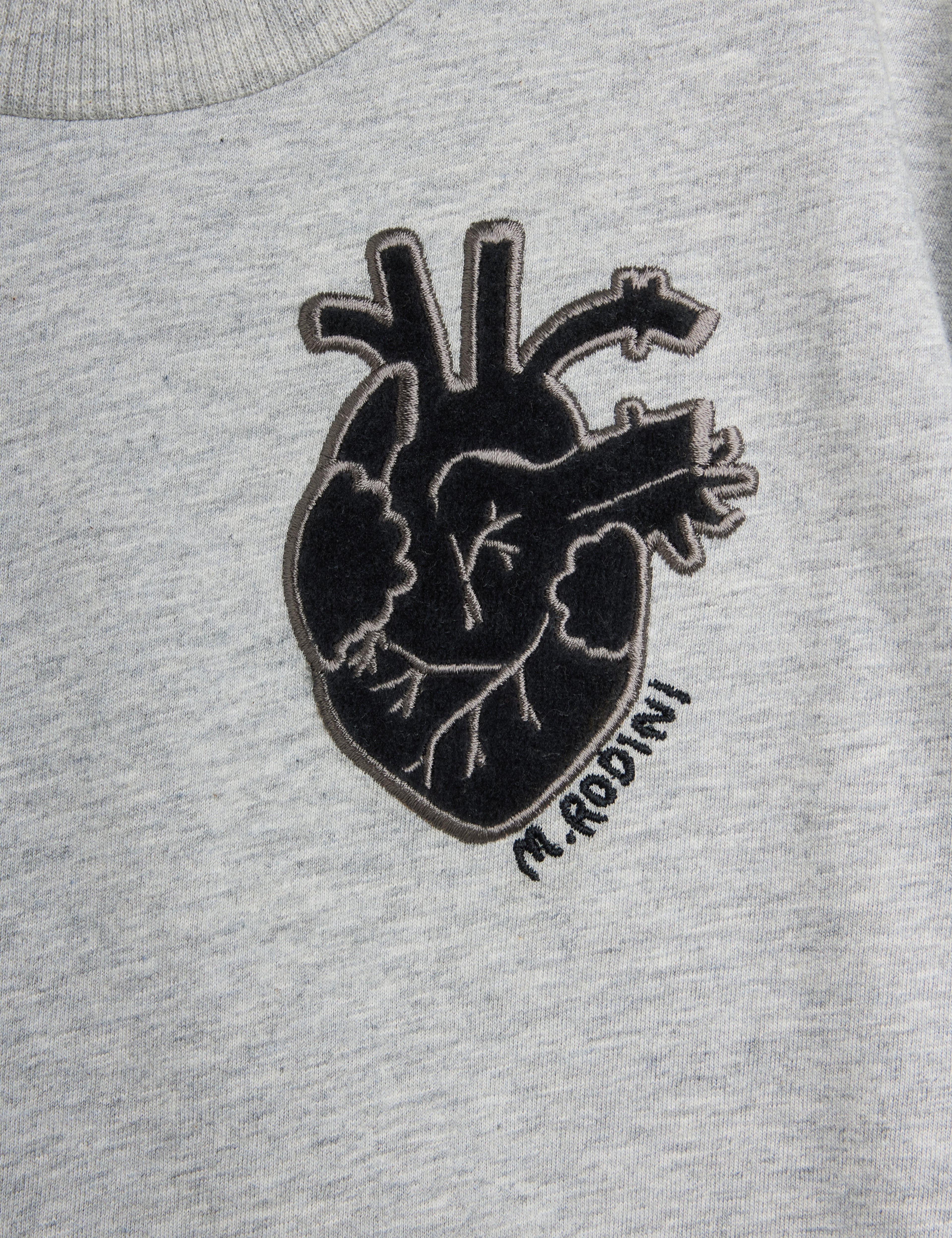 Mini Rodini Heart Application Short Sleeve Tee - Grey