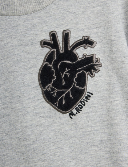 Mini Rodini Heart Application Short Sleeve Tee - Grey