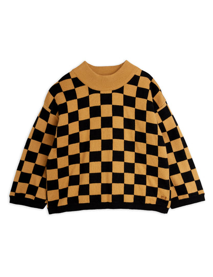 Mini Rodini Chess Check Knitted Sweater - Brown