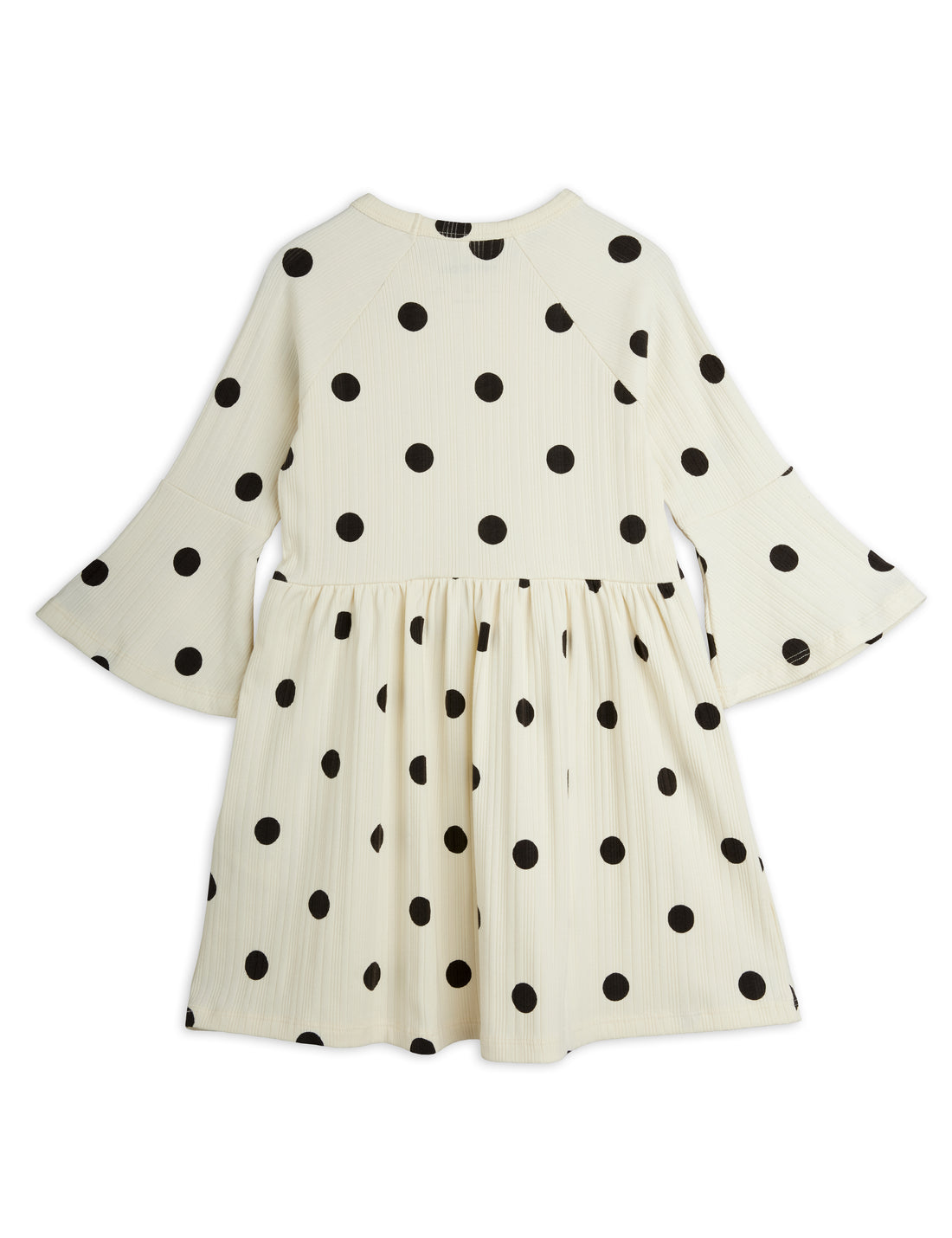 Mini Rodini Dots Aop Dog Trumpet Sleeve Dress - Off White