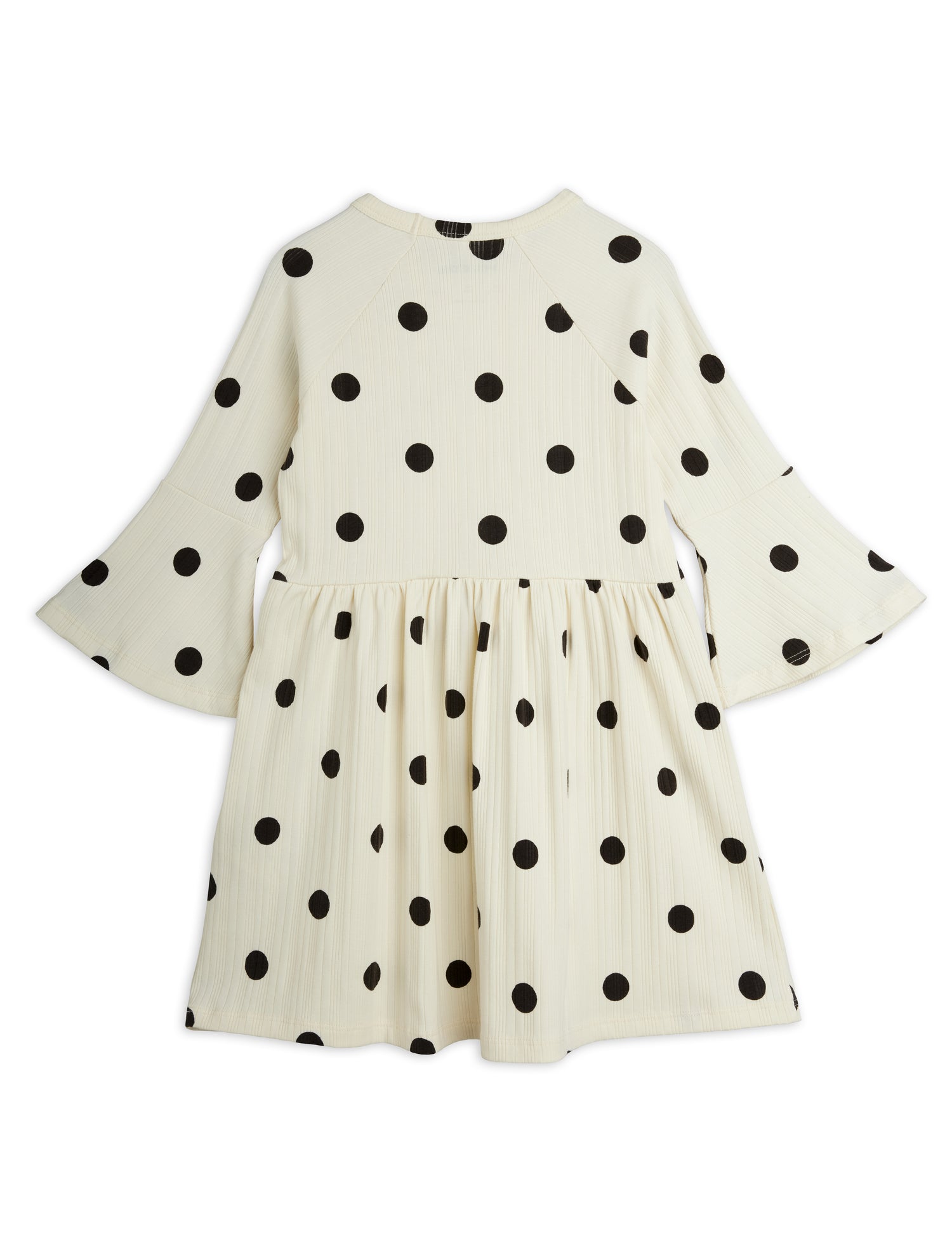 Mini Rodini Dots Aop Dog Trumpet Sleeve Dress - Off White