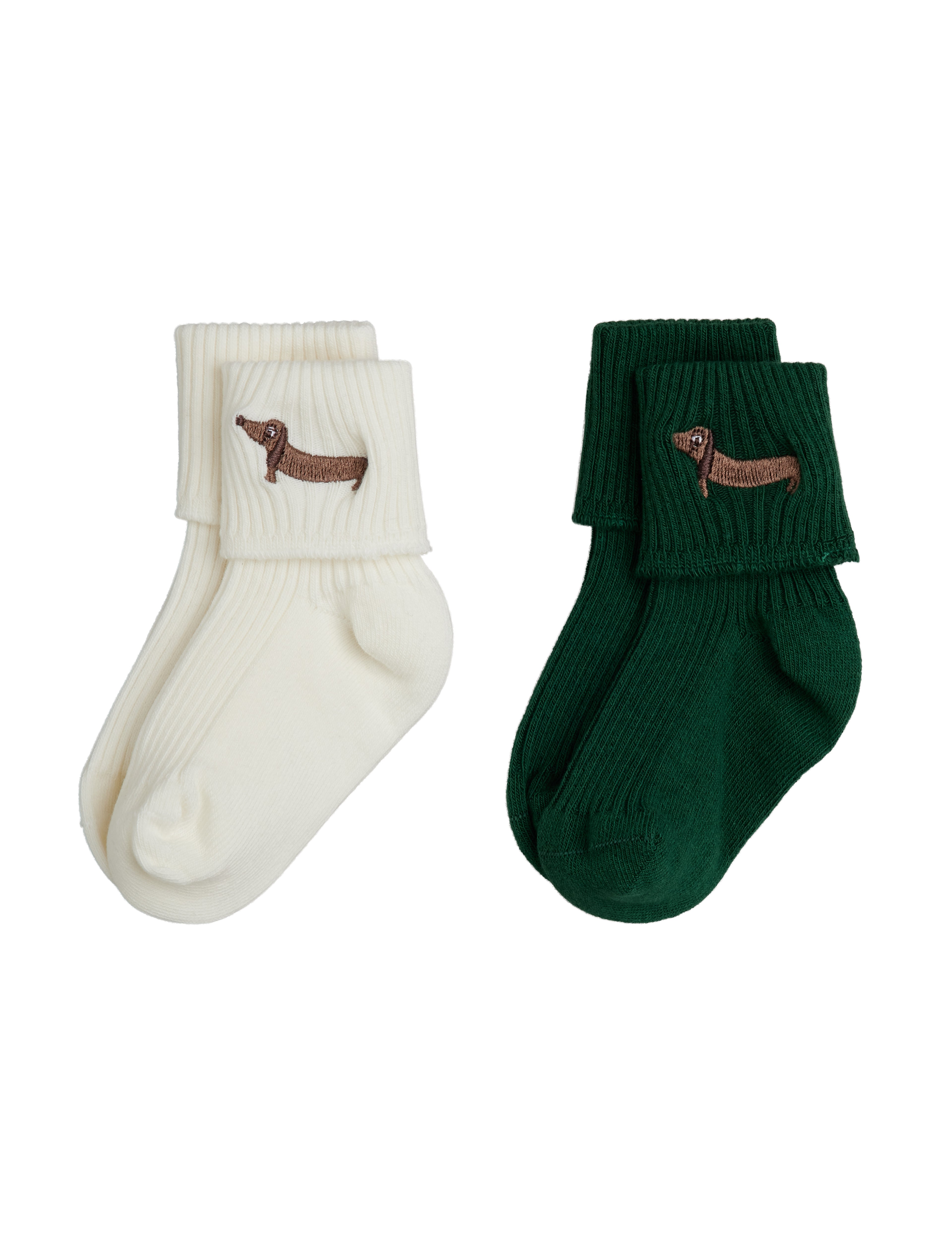 Mini Rodini Dog Emb 2 Pack Ribbed Baby Socks - Multi