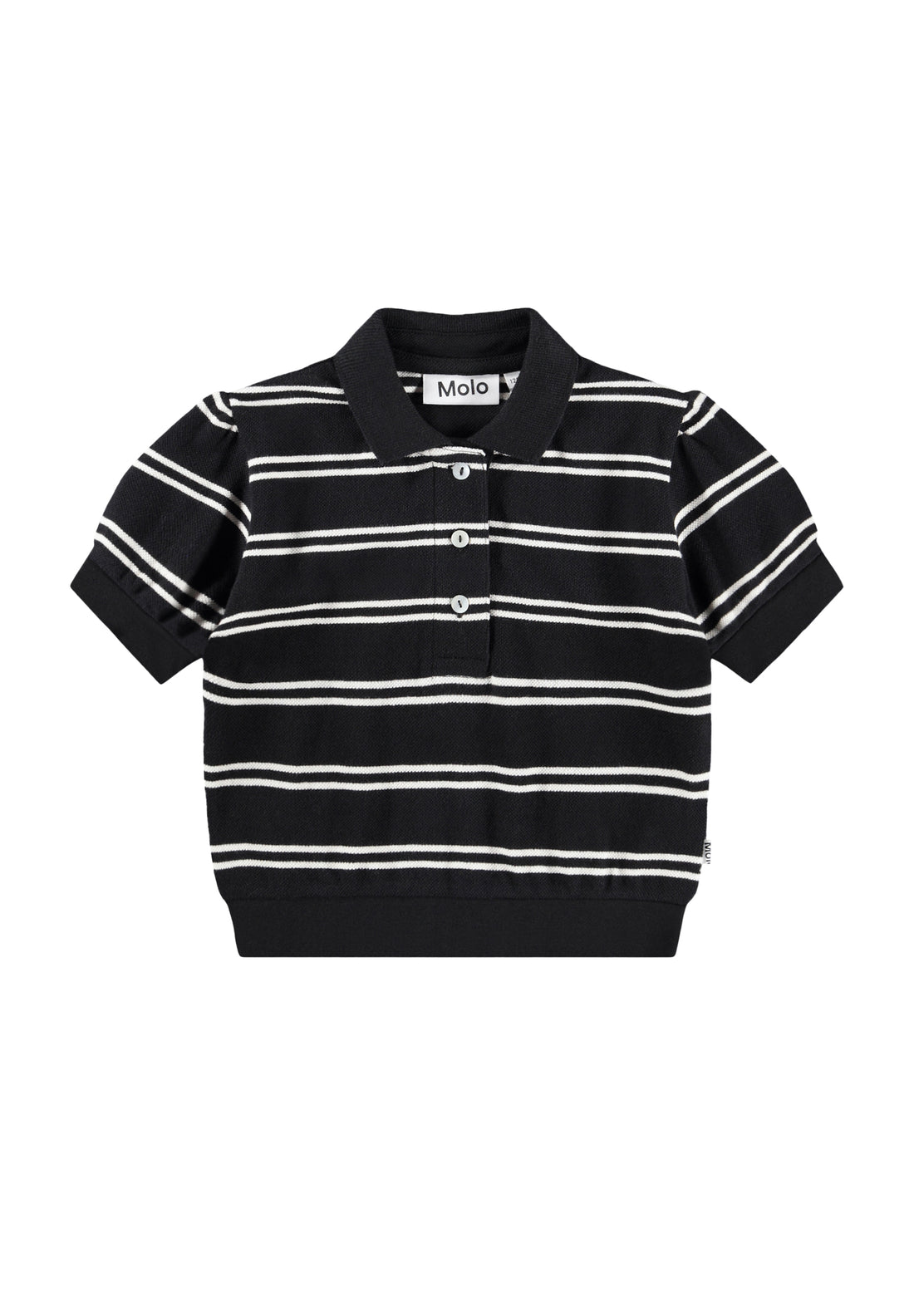 Molo Raki Short Sleeve Polo Shirt - Black Ivory Stripe