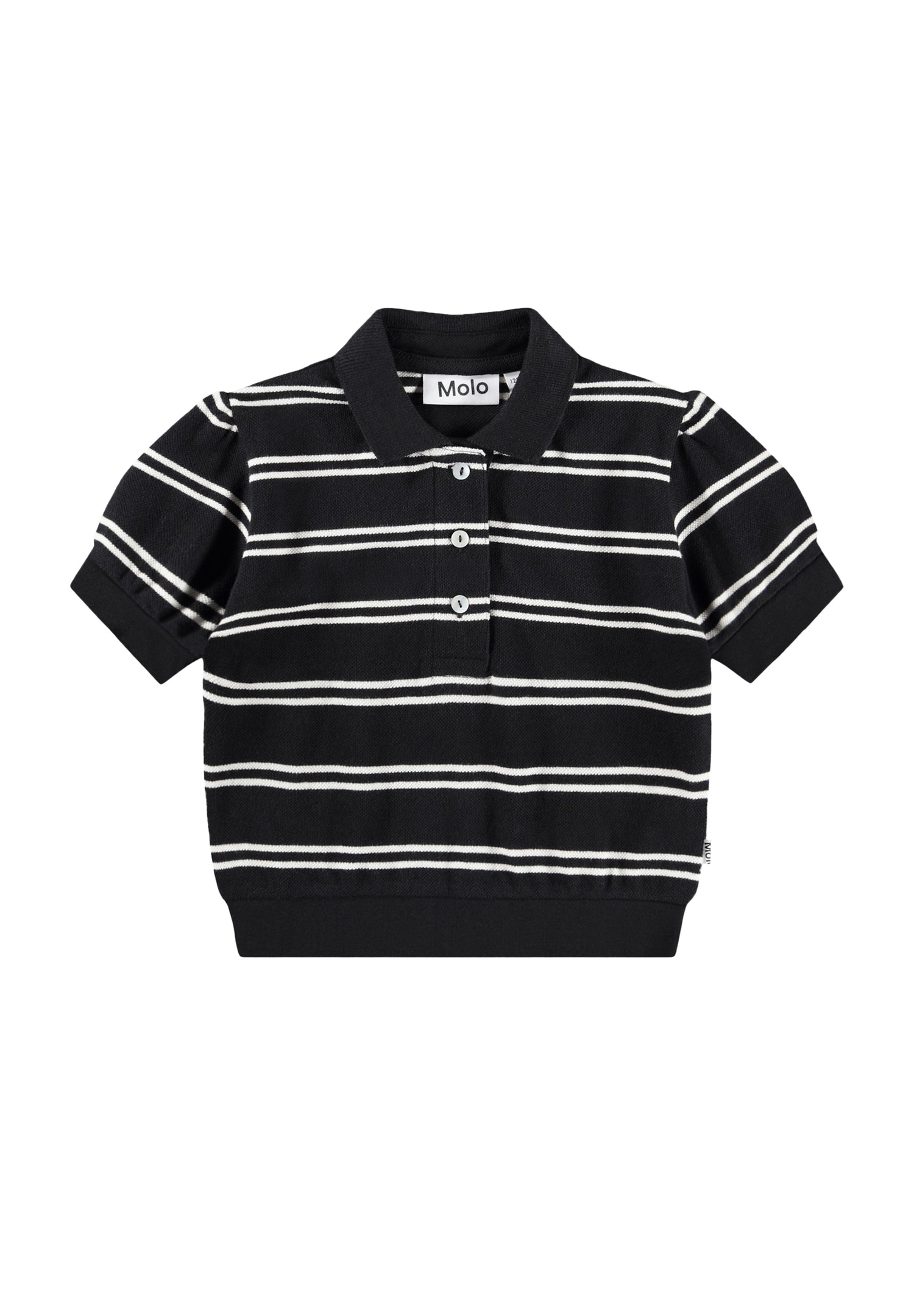 Molo Raki Short Sleeve Polo Shirt - Black Ivory Stripe