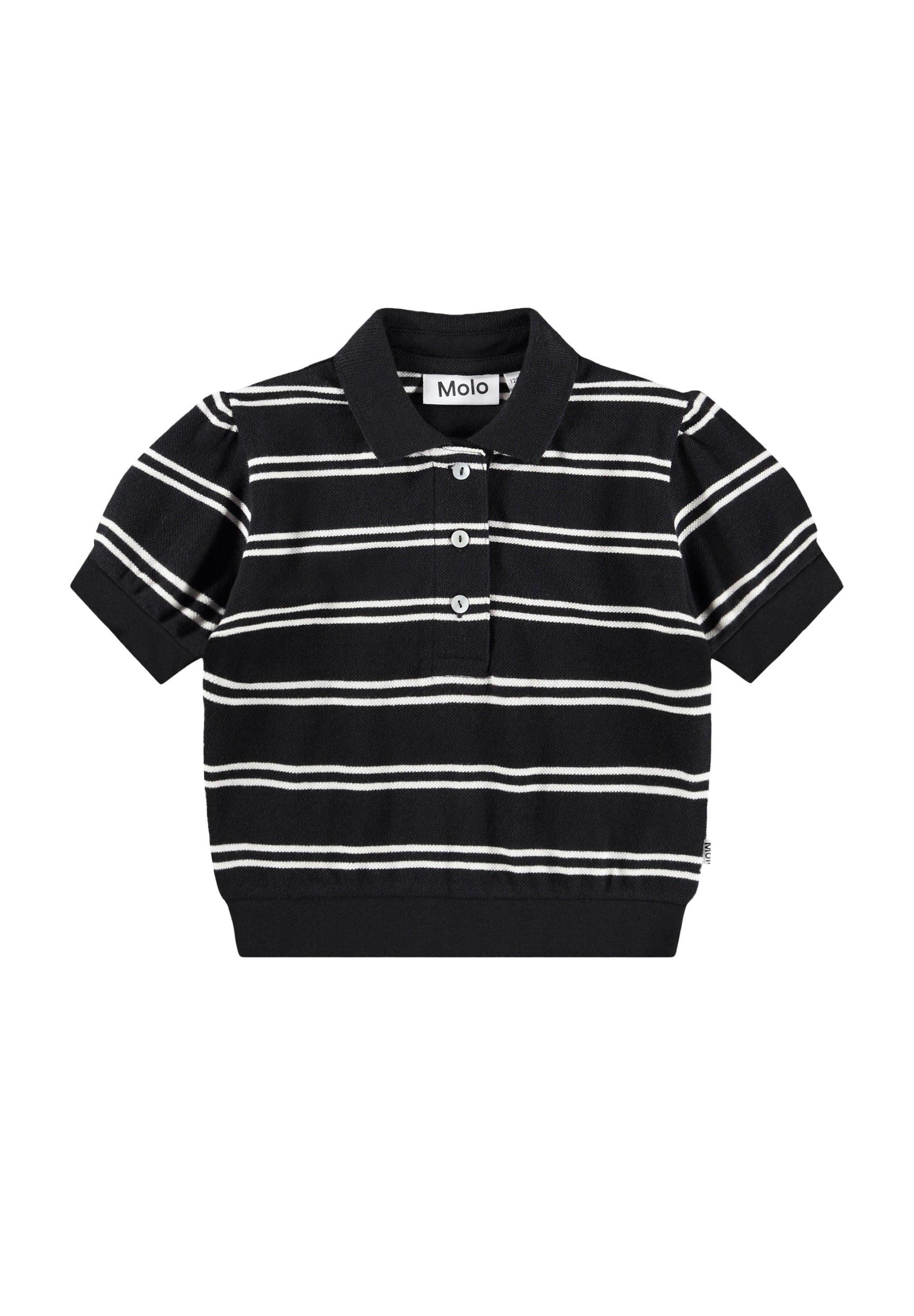 Molo Raki Short Sleeve Polo Shirt - Black Ivory Stripe