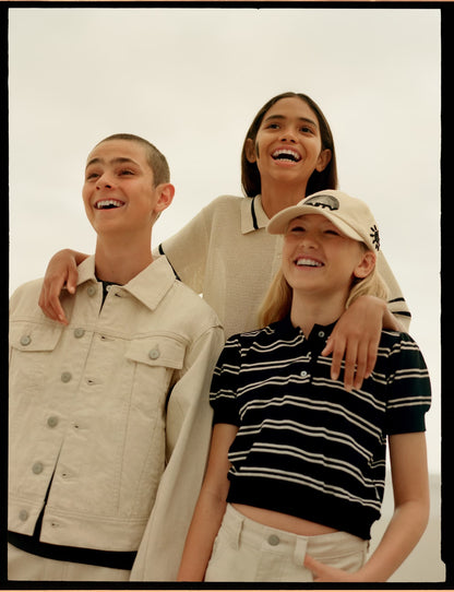 Molo Raki Short Sleeve Polo Shirt - Black Ivory Stripe