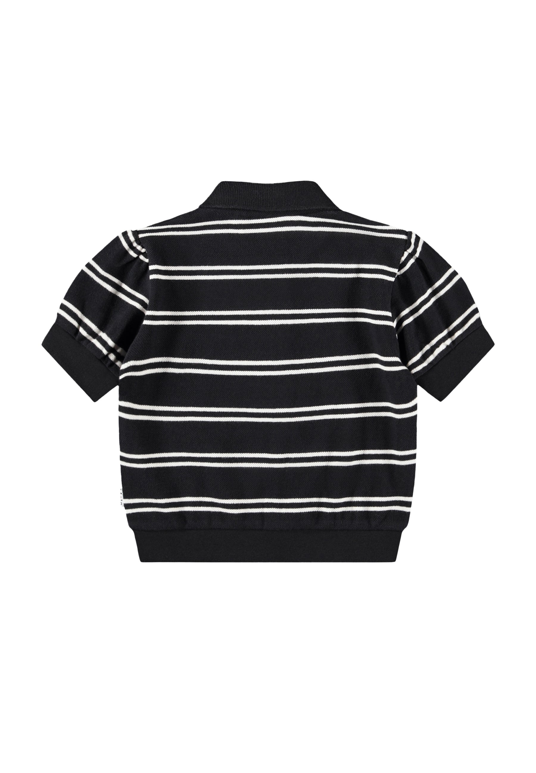Molo Raki Short Sleeve Polo Shirt - Black Ivory Stripe
