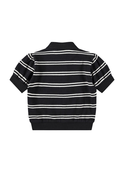 Molo Raki Short Sleeve Polo Shirt - Black Ivory Stripe