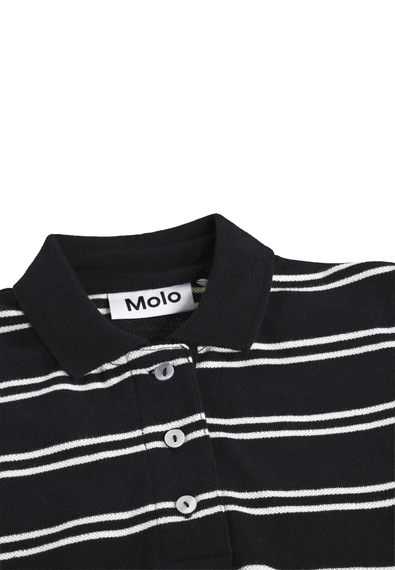 Molo Raki Short Sleeve Polo Shirt - Black Ivory Stripe
