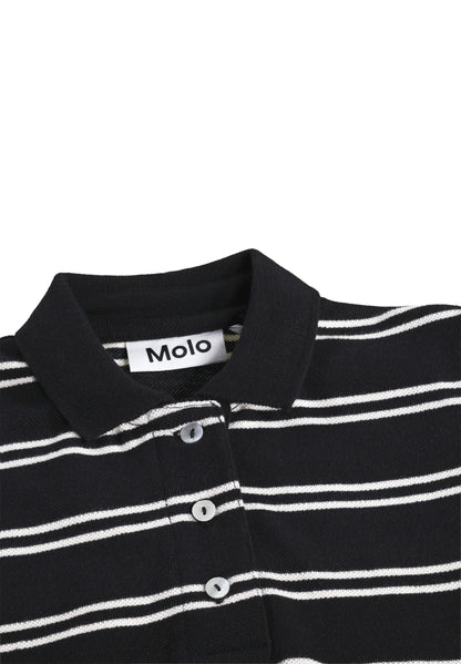 Molo Raki Short Sleeve Polo Shirt - Black Ivory Stripe
