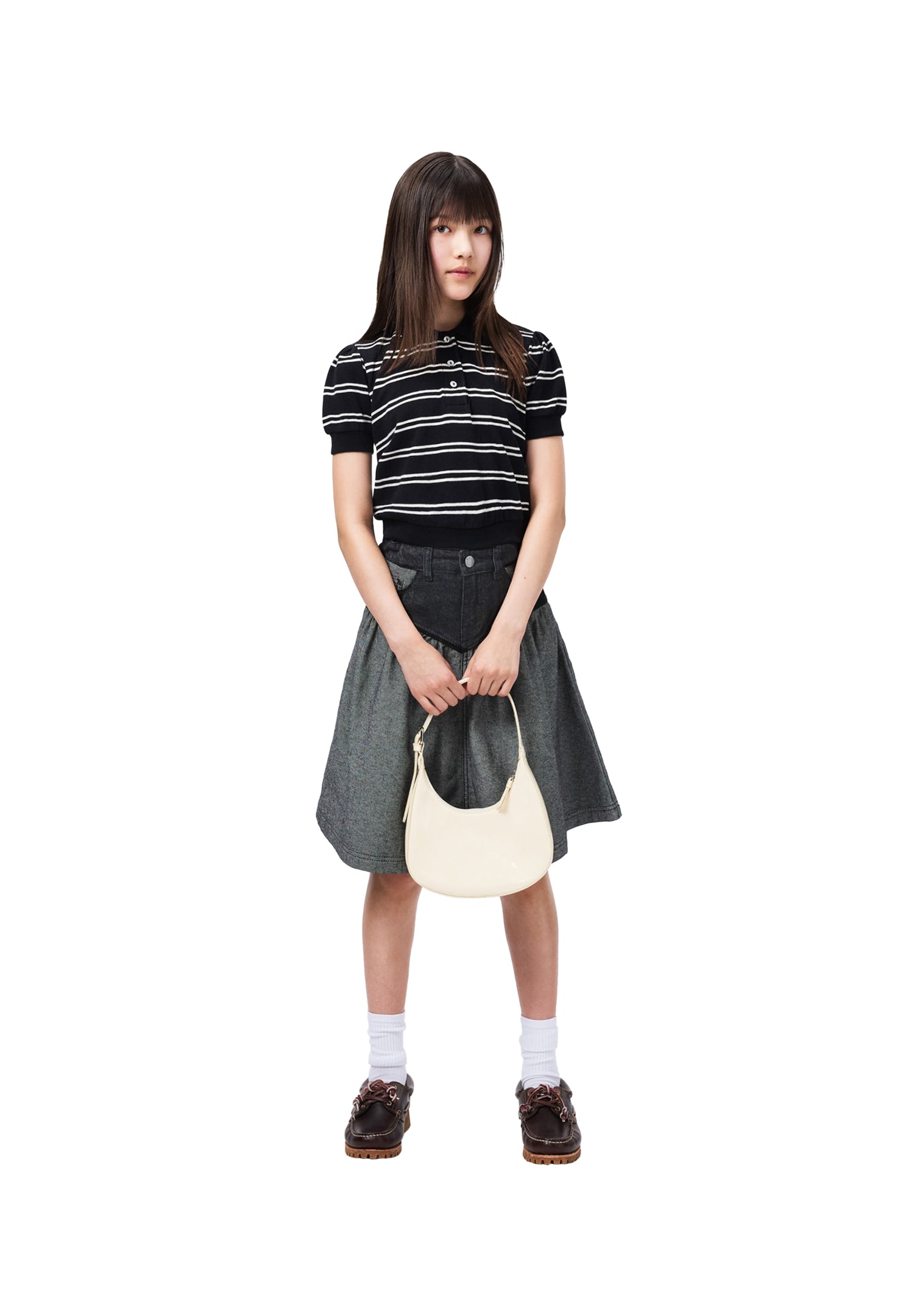 Molo Raki Short Sleeve Polo Shirt - Black Ivory Stripe