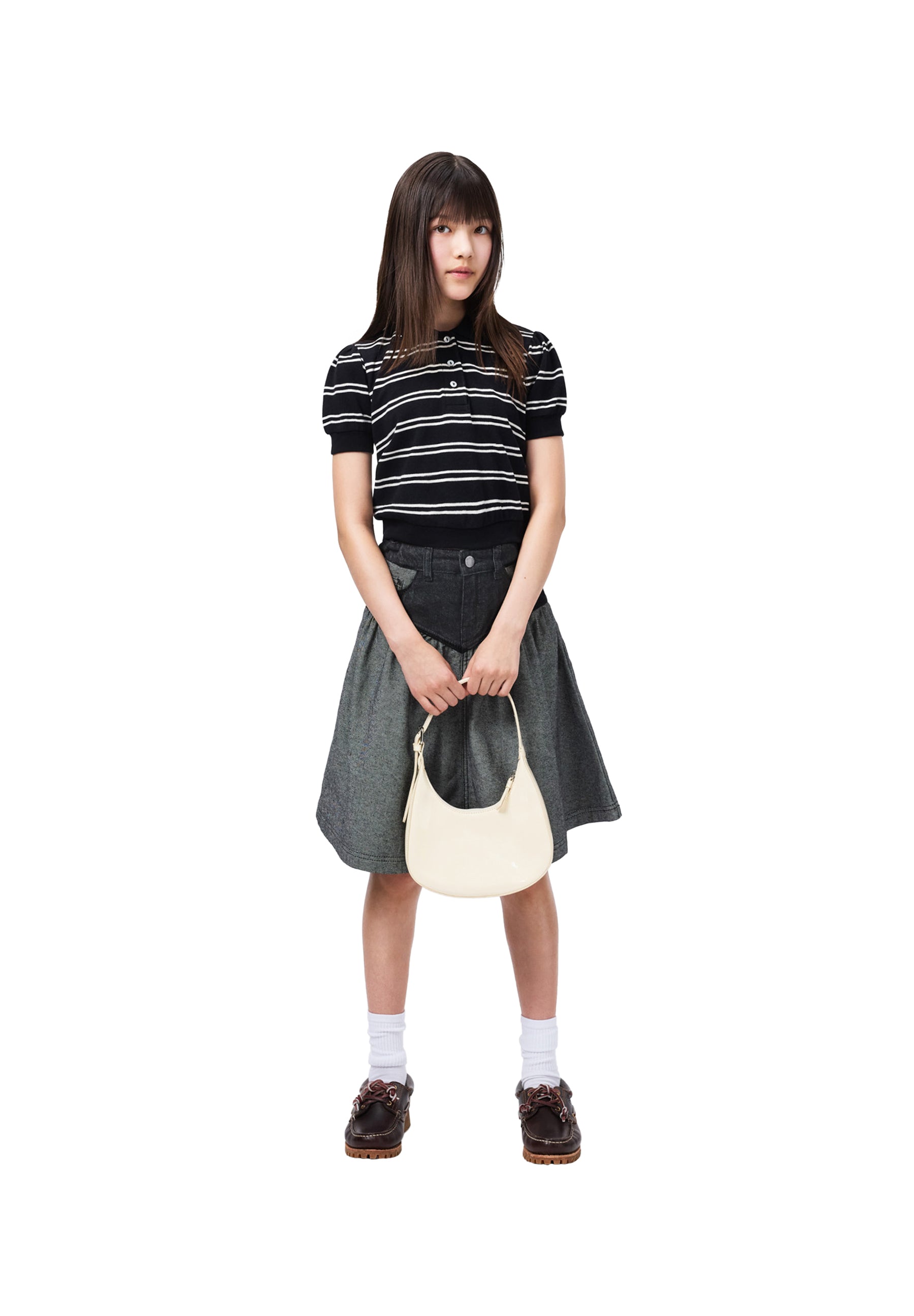 Molo Raki Short Sleeve Polo Shirt - Black Ivory Stripe