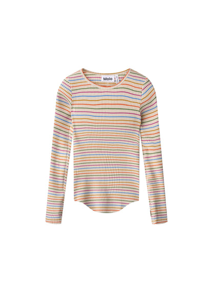 Molo Rochelle Long Sleeve T-shirt - Sand Rainbow