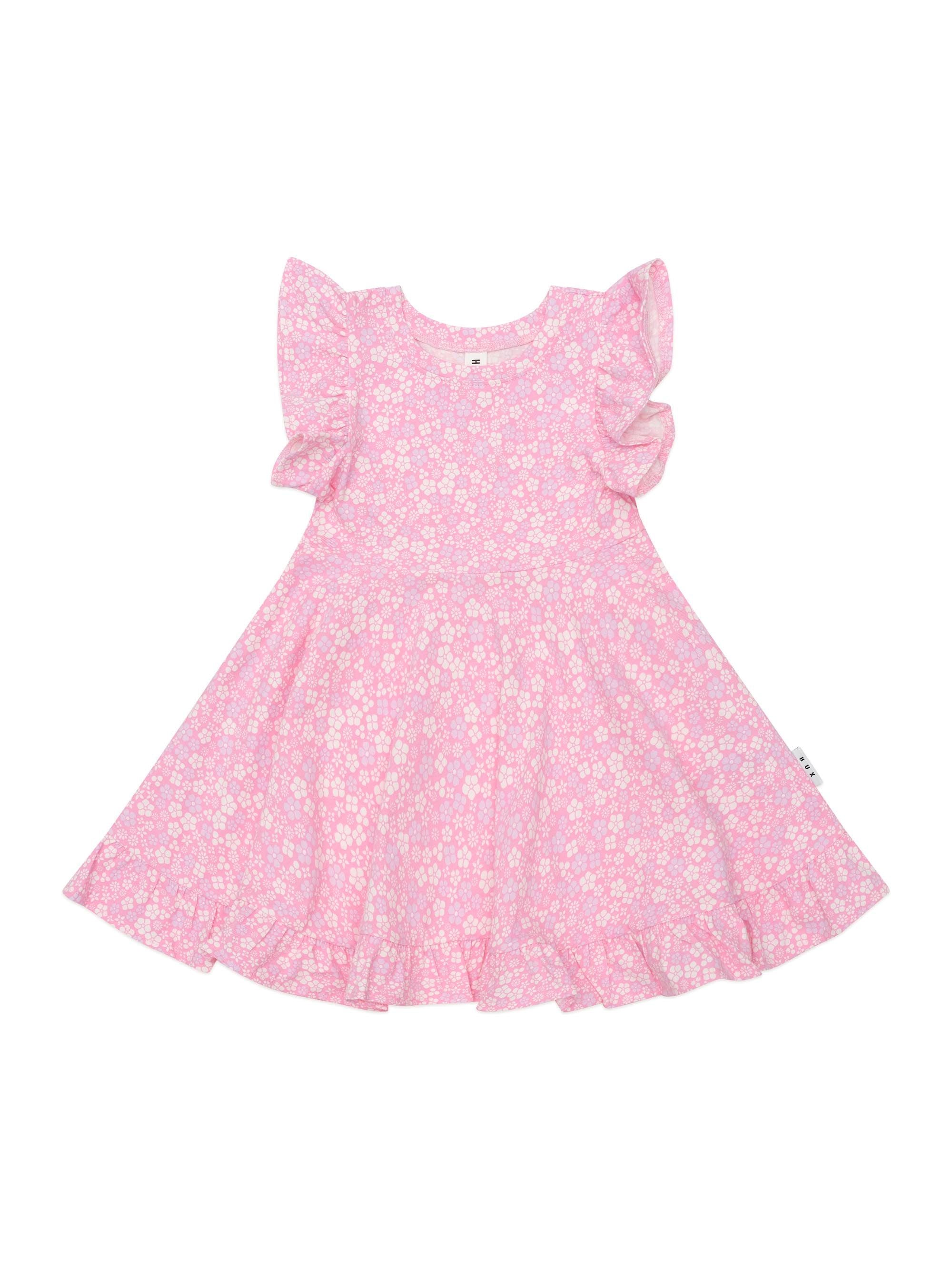 Huxbaby Ditsy Floral Frill Swing Dress - Peony