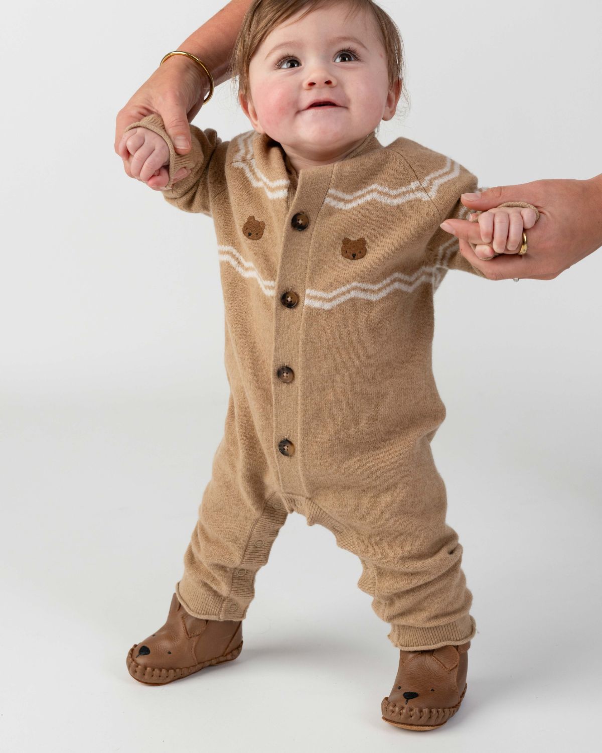 Donsje Guillaume Merino Wool Jumpsuit Bears - Latte Melange