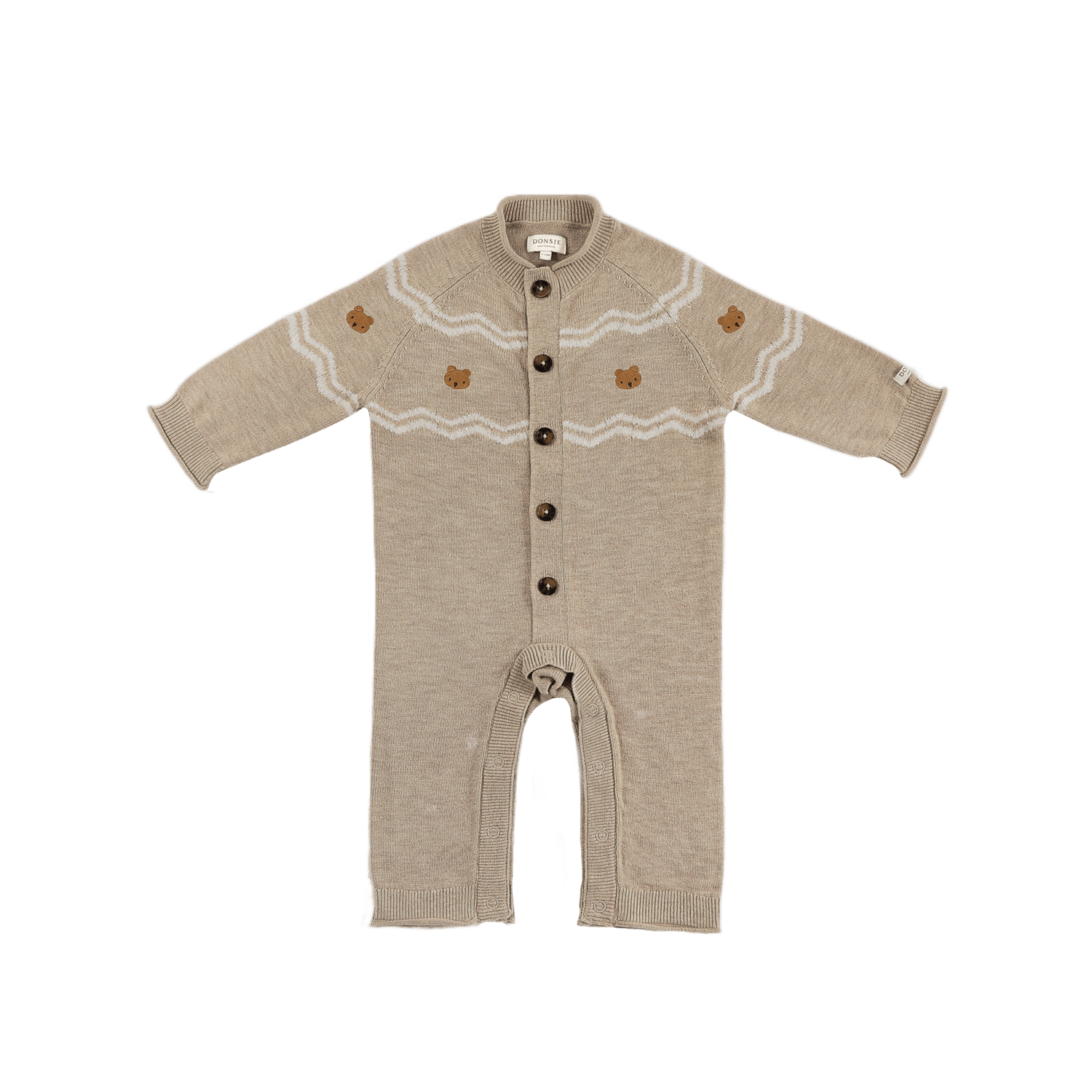 Donsje Guillaume Merino Wool Jumpsuit Bears - Latte Melange