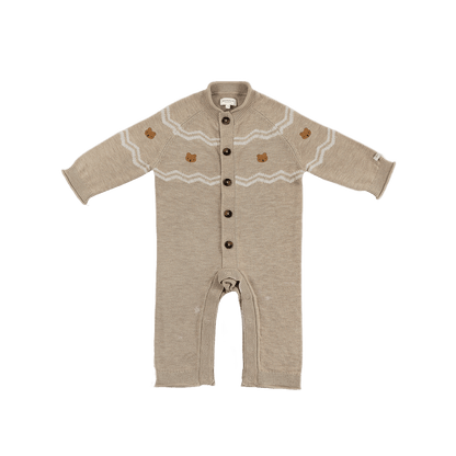 Donsje Guillaume Merino Wool Jumpsuit Bears - Latte Melange