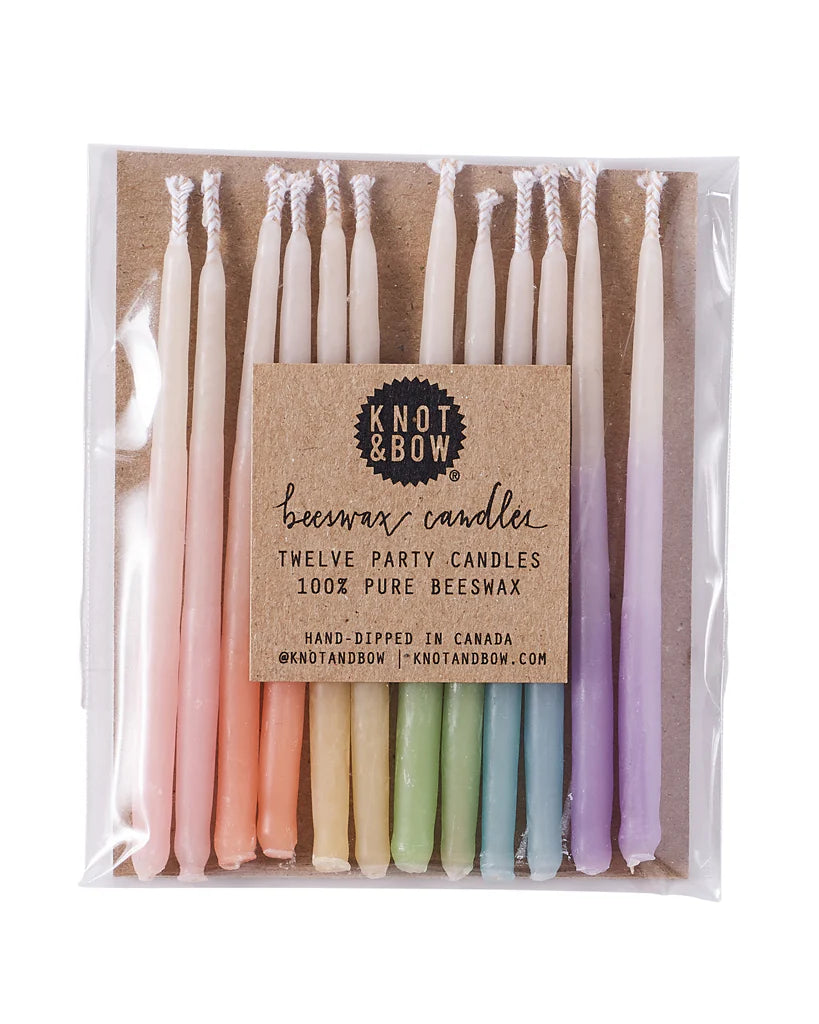 Knot &amp; Bow Bees Wax Party Candles - Rainbow Ombré