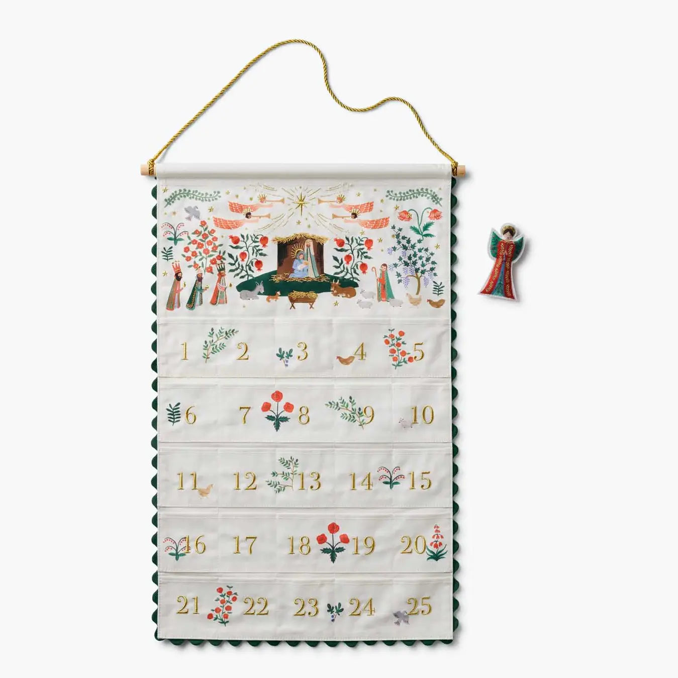 Rifle Paper Co. Nativity Embroidered Hanging Advent Calendar