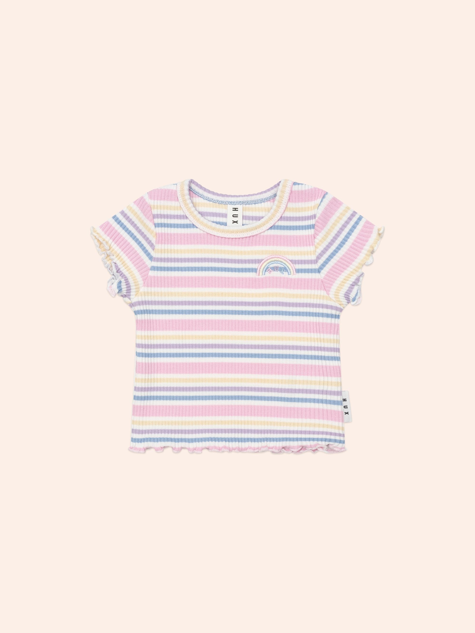 Huxbaby Rainbow Stripe Rib Tee - Multi