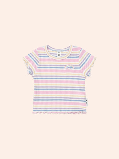 Huxbaby Rainbow Stripe Rib Tee - Multi