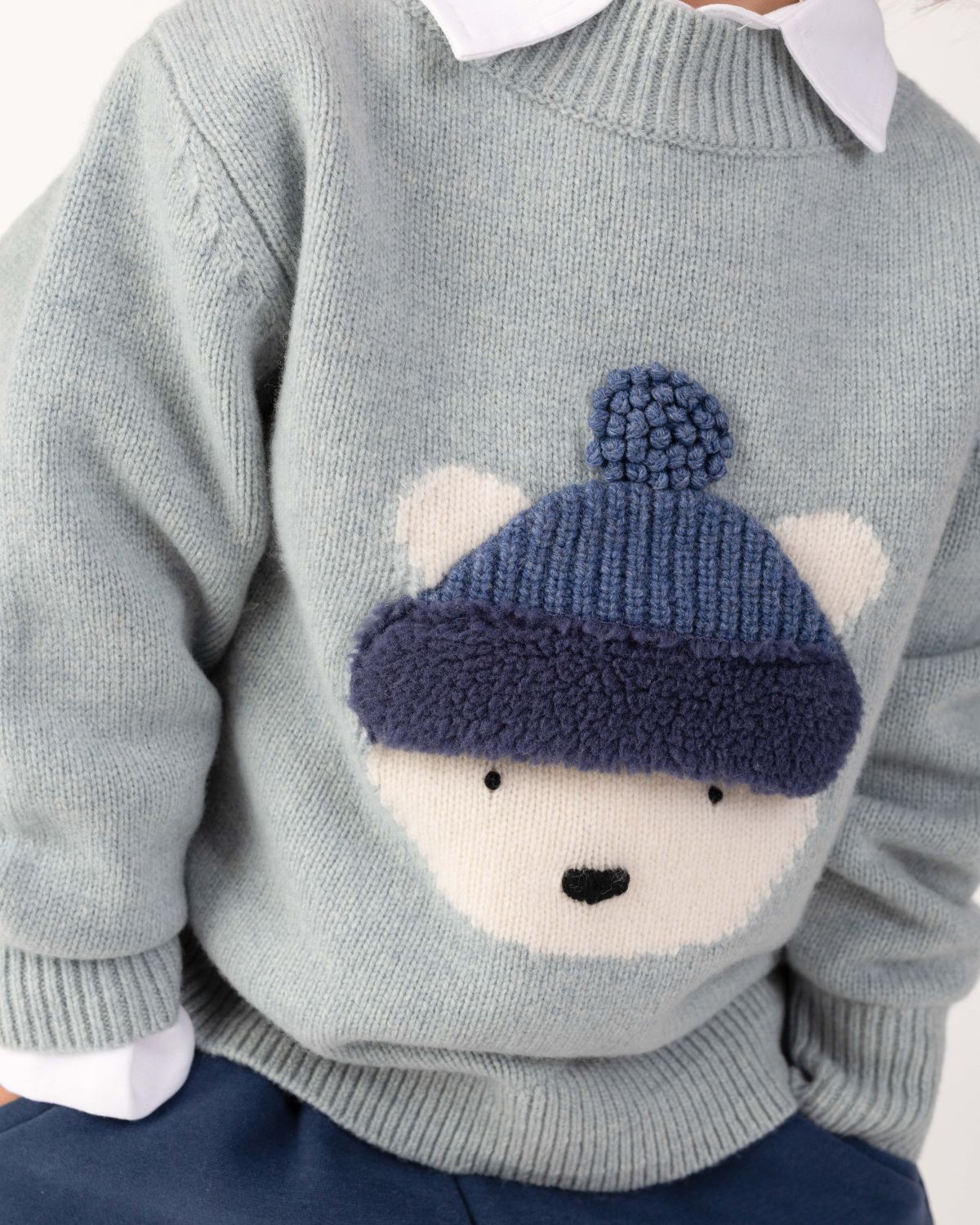 Donsje Denn Merino Wool Sweater Polar Bear - Cloud Blue Melange