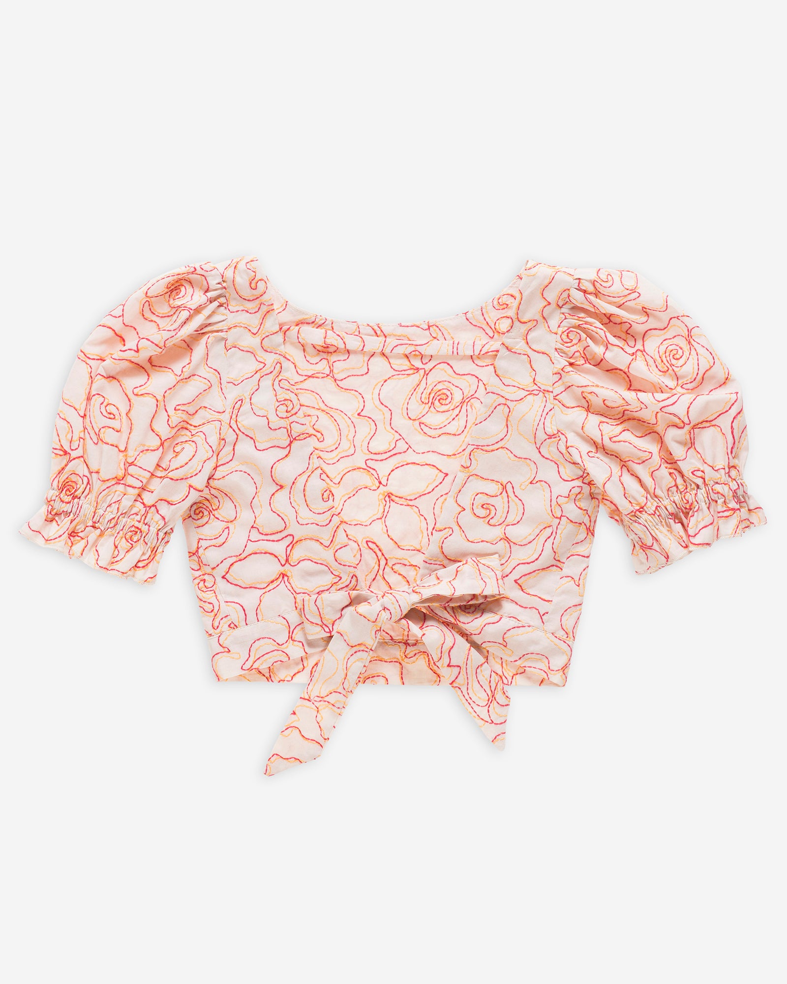 Yell-Oh Blouse Open Back Embroidered Azalea