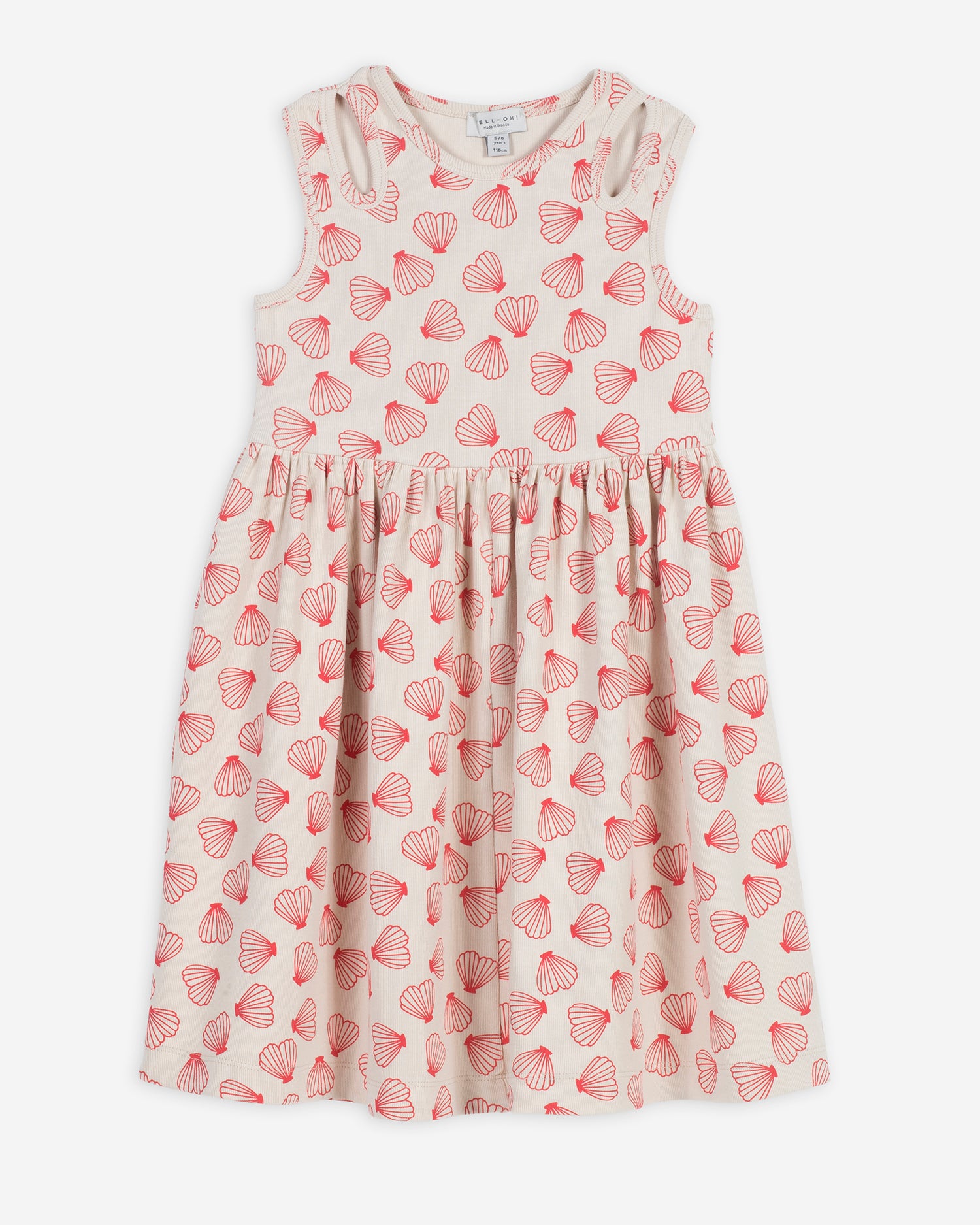 Yell-Oh Ribbed Dress Hearts Shells Allover
