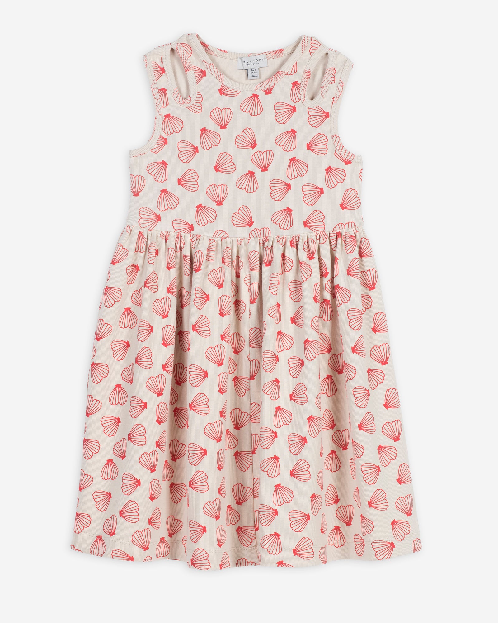 Yell-Oh Ribbed Dress Hearts Shells Allover