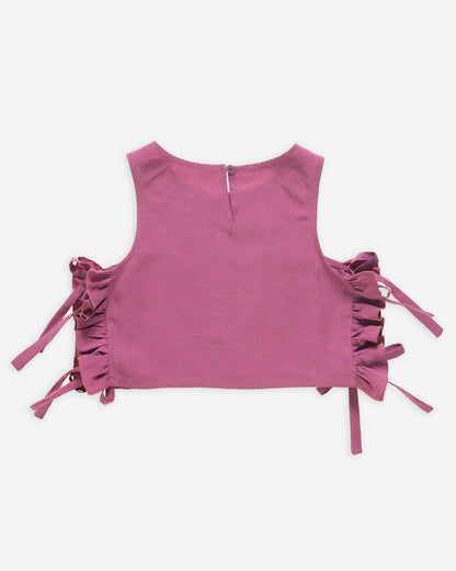 Yell-Oh Top With Bows In Tencel &amp; Linen Sangria