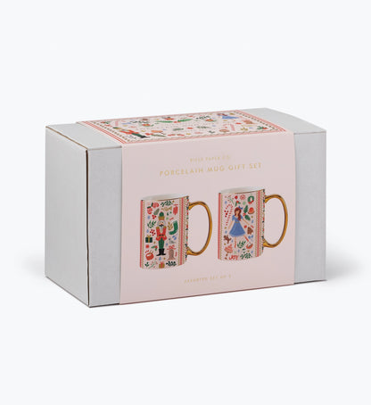 Rifle Paper Co. Porcelain Mug  Set Of 2 - Holly Jolly Nutcracker
