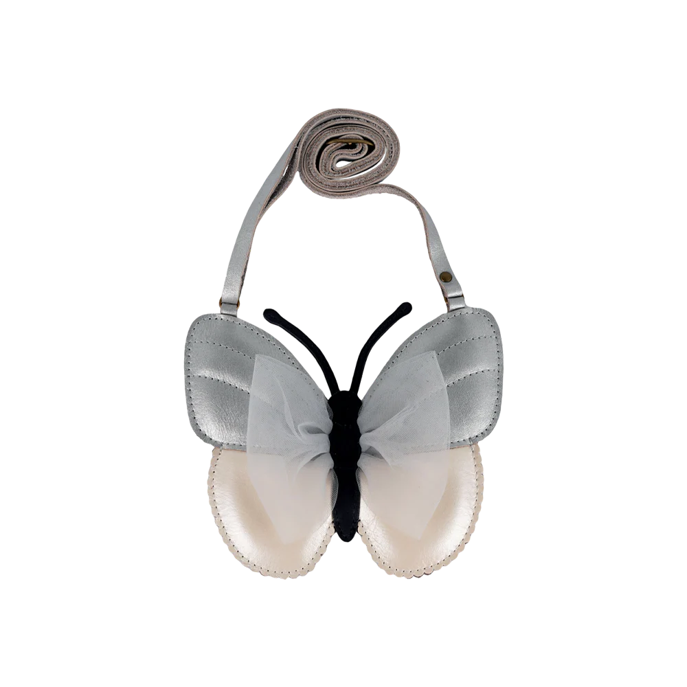 Donsje Alja Purse Vlinder - Silver Grey Metallic Leather