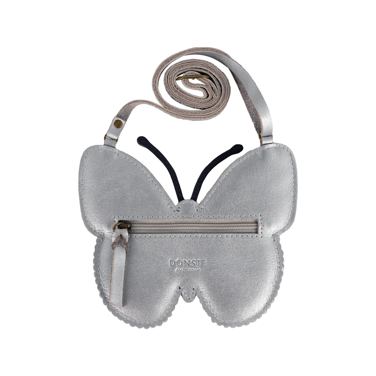 Donsje Alja Purse Vlinder - Silver Grey Metallic Leather