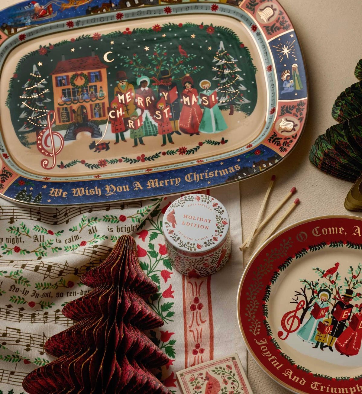 Rifle Paper Co. Large Porcelain Serving Tray - Christmas Carols