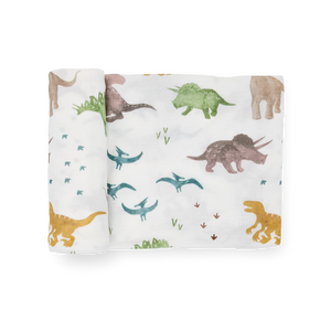 Little Unicorn Stretch Knit Swaddle Blanket - Dino Pals