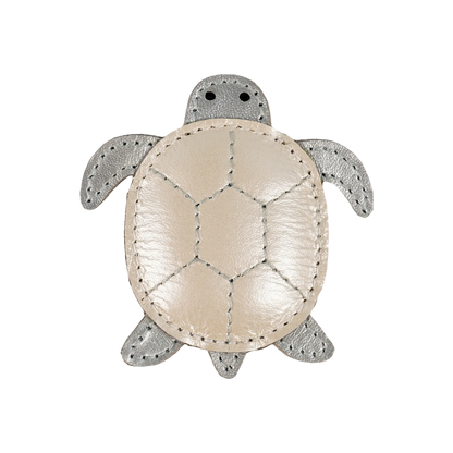 Donsje Gurt Hairclip Shimmer Turtle - Silver Grey Metallic Leather