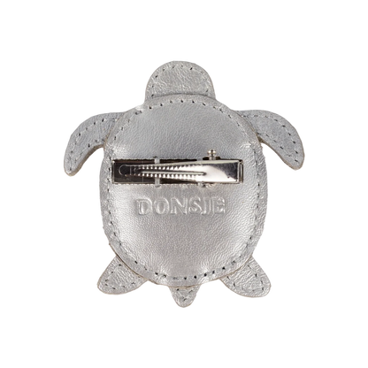Donsje Gurt Hairclip Shimmer Turtle - Silver Grey Metallic Leather