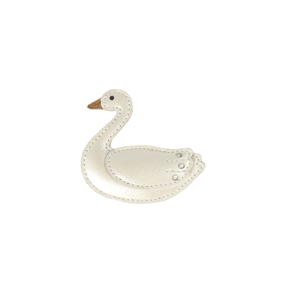 Donsje Chiem Clip | Swan - Off White Metallic Leather