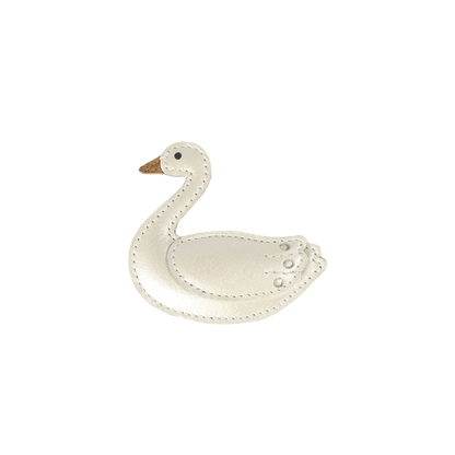 Donsje Chiem Clip | Swan - Off White Metallic Leather