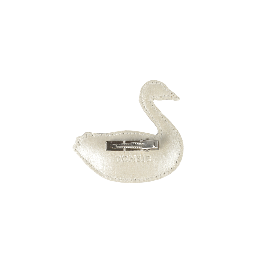 Donsje Chiem Clip | Swan - Off White Metallic Leather