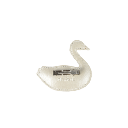 Donsje Chiem Clip | Swan - Off White Metallic Leather