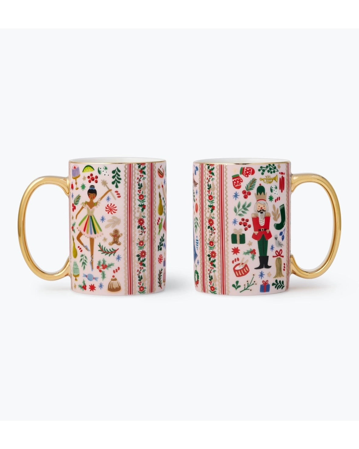 Rifle Paper Co. Porcelain Mug  Set Of 2 - Holly Jolly Nutcracker