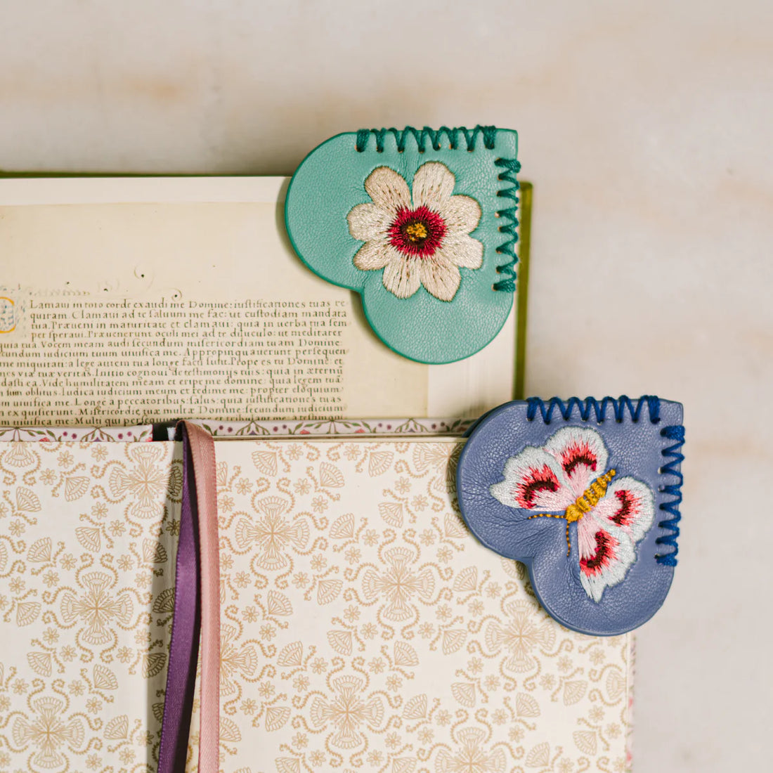 Good Juju Ink Embroidered Hearts Corner Bookmark Set Of 2