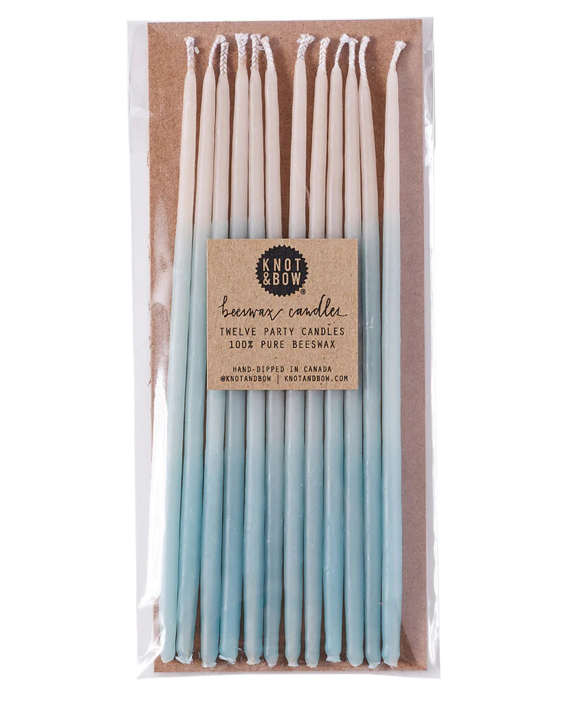 Knot &amp; Bow Tall Bees Wax Party Candles - Aqua