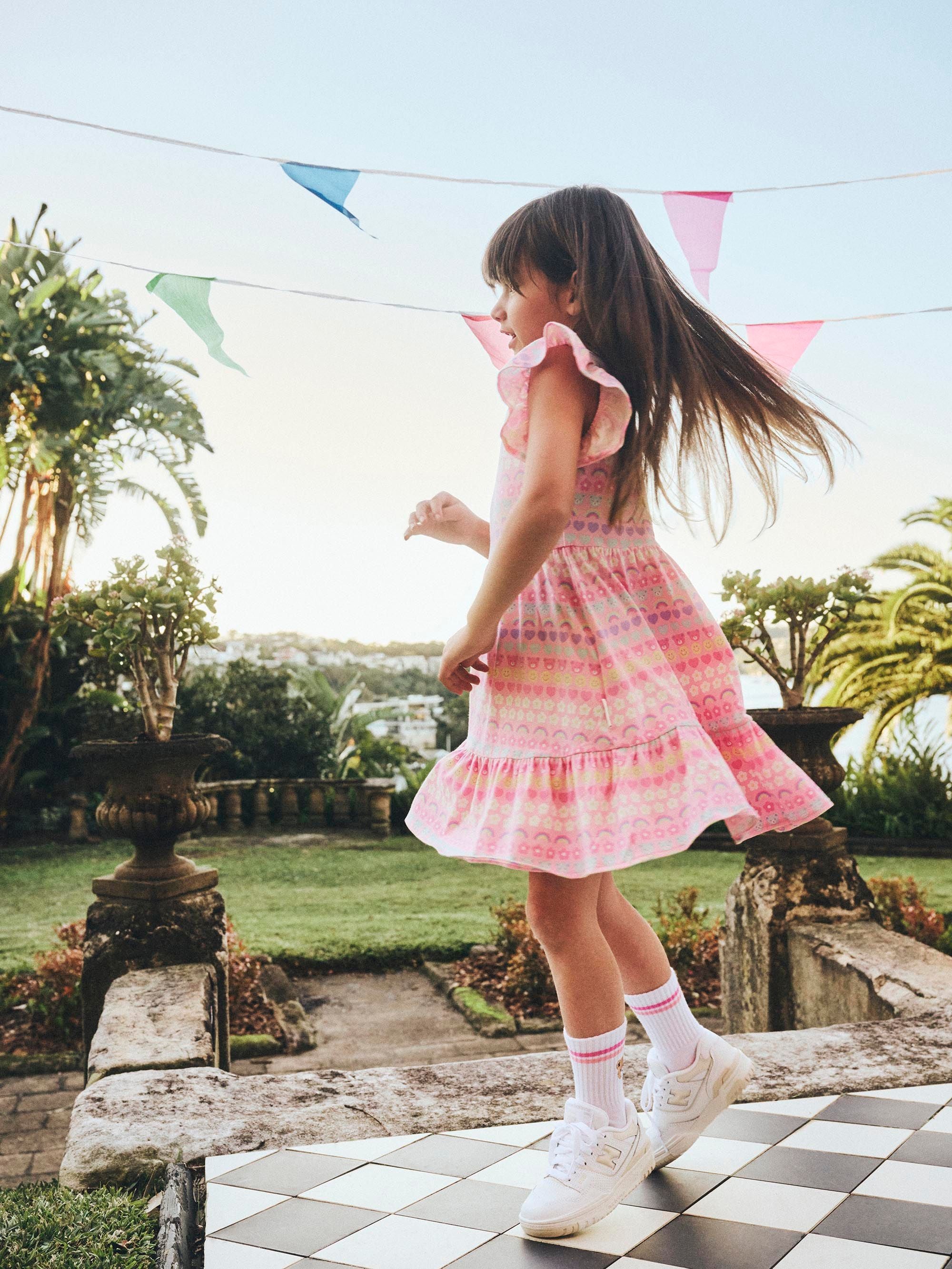 Huxbaby Emoji Rainbow Tier Dress - Multi