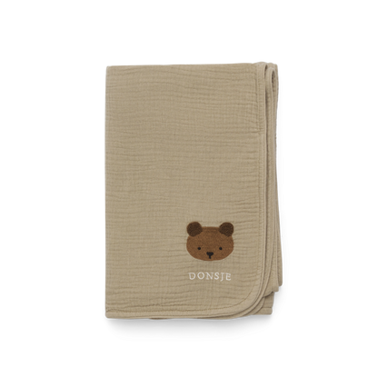 Donsje Ploekie Muslin Blanket XL | Bear - Taupe