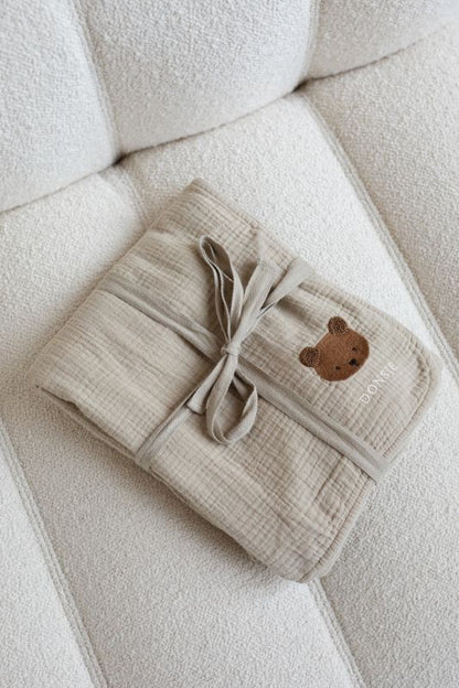 Donsje Ploekie Muslin Blanket XL | Bear - Taupe