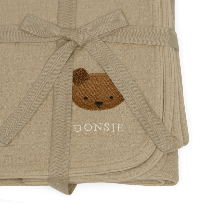 Donsje Ploekie Muslin Blanket XL | Bear - Taupe