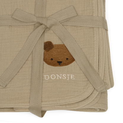 Donsje Ploekie Muslin Blanket XL | Bear - Taupe